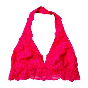 PINK VS Lace Halter Bralette in Hot Pink Women’s Sz XS (AA-B)